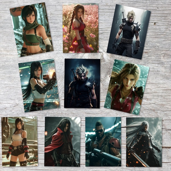 Final Fantasy 7 Rebirth Card Set A6 (10 Tarjetas) Final Fantasy VII VOL 2 I CGI I High Render Cards I Tarjetas de personajes