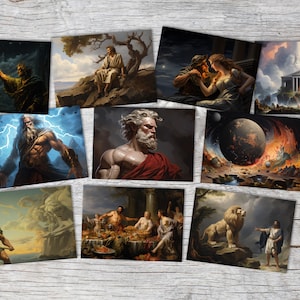 Mitología Griega Antigua como Juego de Cartas VOL 1 (10 cartas) | Cartas Mitológicas de los Dioses | Regalo | Tarjeta Postal o como Carta