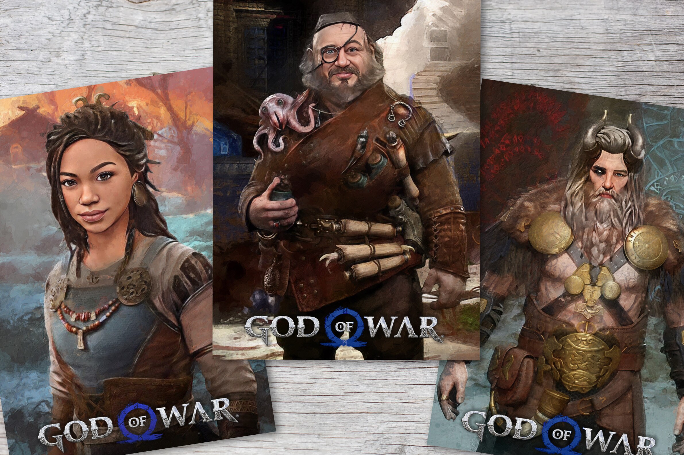 Postcard A6 Set 11 Cards God of War I Digital Painting I Gow 