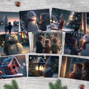 Jeu de cartes d'hiver - cartes-cadeaux pour enfants dans un jeu (10 cartes) | Cartes de Noël de style Pixar | poison | VOL 1