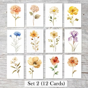 Conjunto de postais florais - 24 motivos em aguarela | Cartões desdobráveis e conjuntos | Cartões de felicitações florais em de 6, 12 e 24