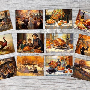 Conjunto A6 de cartões postais de Ação de Graças (12 cartões) I Cartões de felicitações com aspeto tradicional I Cartões artísticos a aguare