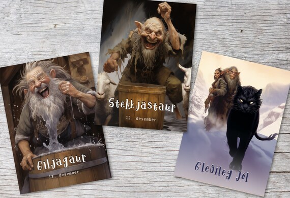 Icelandic Yule Lads Card Set A6 (15 Cards) Icelandic Santa Clauses