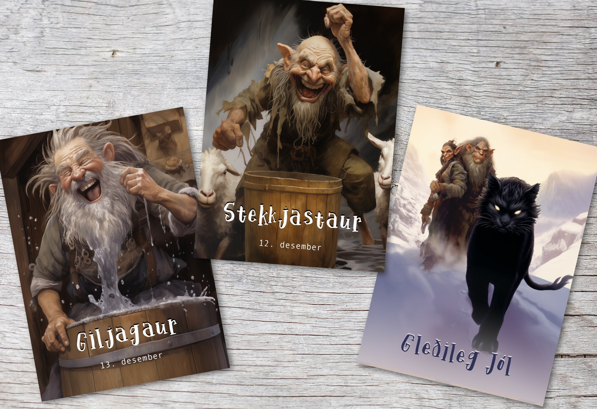 Icelandic Yule Lads Card Set A6 (15 Cards) Icelandic Santa Clauses