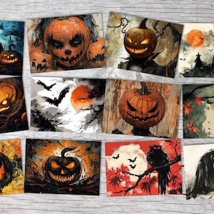 Set de cartes d'Halloween - 12 cartes de vœux artistiques | Décoration cadeau | Carte postale carte pliable | A6