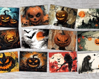 Halloween card set - 12 artistic greeting cards | decoration  gift | postcard  folding card | A6 | Gothic Art by Madame Mimm