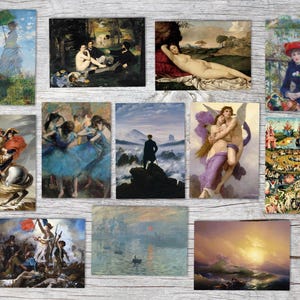 Set de cartes artistiques (13 cartes) | Les plus grandes œuvres d'art comme cartes de vœux I Cartes postales pliables | Artistes célèbres