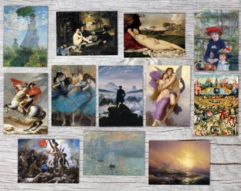 Artful cards in a set (13 cards) V3 | The greatest works of art as greeting cards I Postcards Folding cards | Famous artists I Art print