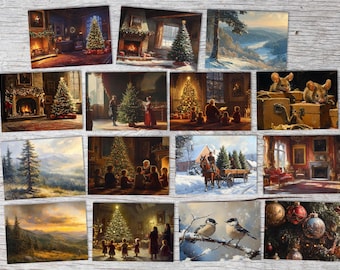 The Christmas Tree - Fairy Tale by H.C. Andersen Set A6 (15 Cards) classically illustrated I Christmas tree I artistic set