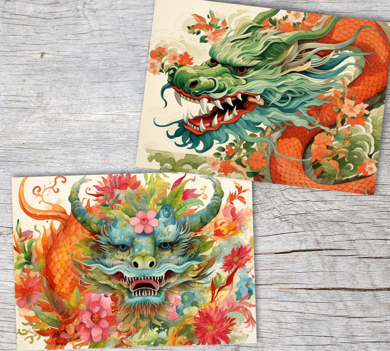 Year of the Dragon 2024 Postcards A6 Set 10 Cards Dragon Year Chinese Zodiac Asian Culture I Artful Dragon Cards image 8