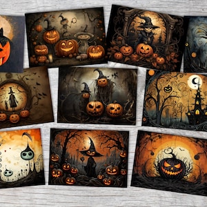 Set de cartes de voeux d'Halloween V2 (10 cartes) | Cartes artistiques d'Halloween | Cadeau | Carte avec message | Carte postale ou carte