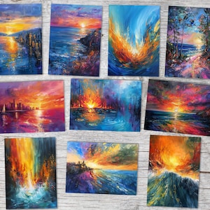 God's Night Sky Impressionist Card Set (10 cartões) | Religião Islã Cristãos | Presente | Cartão postal ou dobrado
