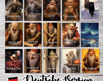 Icelandic Yule Lads Card Set A6 (15 Cards) Icelandic Santa Clauses
