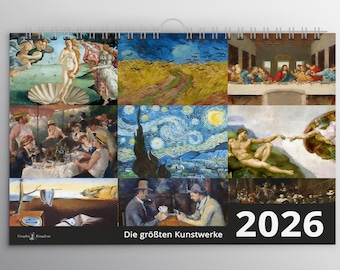 2026年アートカレンダー – 名画の傑作 | 名画の壁掛けカレンダー、アート愛好家へのギフトアイデア