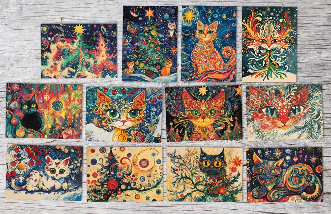 Christmas Card Set Cats | 12 Festive Cards With Cat Motifs | A6 ...
