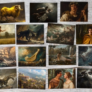 Mitología Griega Antigua como Juego de Cartas VOL 1 (10 cartas) | Cartas Mitológicas de los Dioses | Regalo | Tarjeta Postal o como Carta