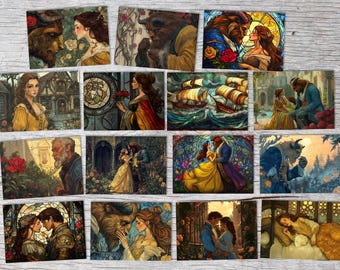 Beauty and the Beast Set A6 (15 Cards) artfully illustrated fairy tales I in the original as an artful set