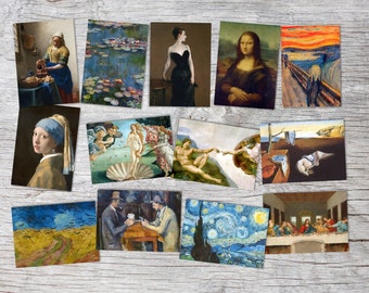 Tarjetas Artísticas en Set (13 Tarjetas) VOL. 1 | Las Grandes Obras de Arte en Tarjetas de Felicitación | Postales y Tarjetas Plegables | Artistas Famosos | Láminas Artísticas