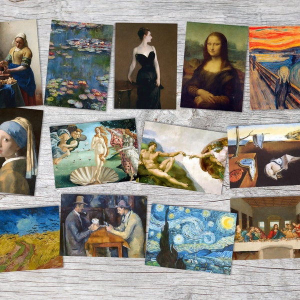 Carte artistiche in un set (13 carte) | Le più grandi opere d'arte come biglietti d'auguri I cartoline biglietti pieghevoli