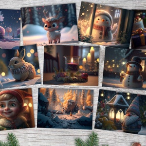 Set di carte invernali - carte regalo per bambini in un set (10 carte) | Cartoline di Natale in stile Pixar | veleno | VOL 2