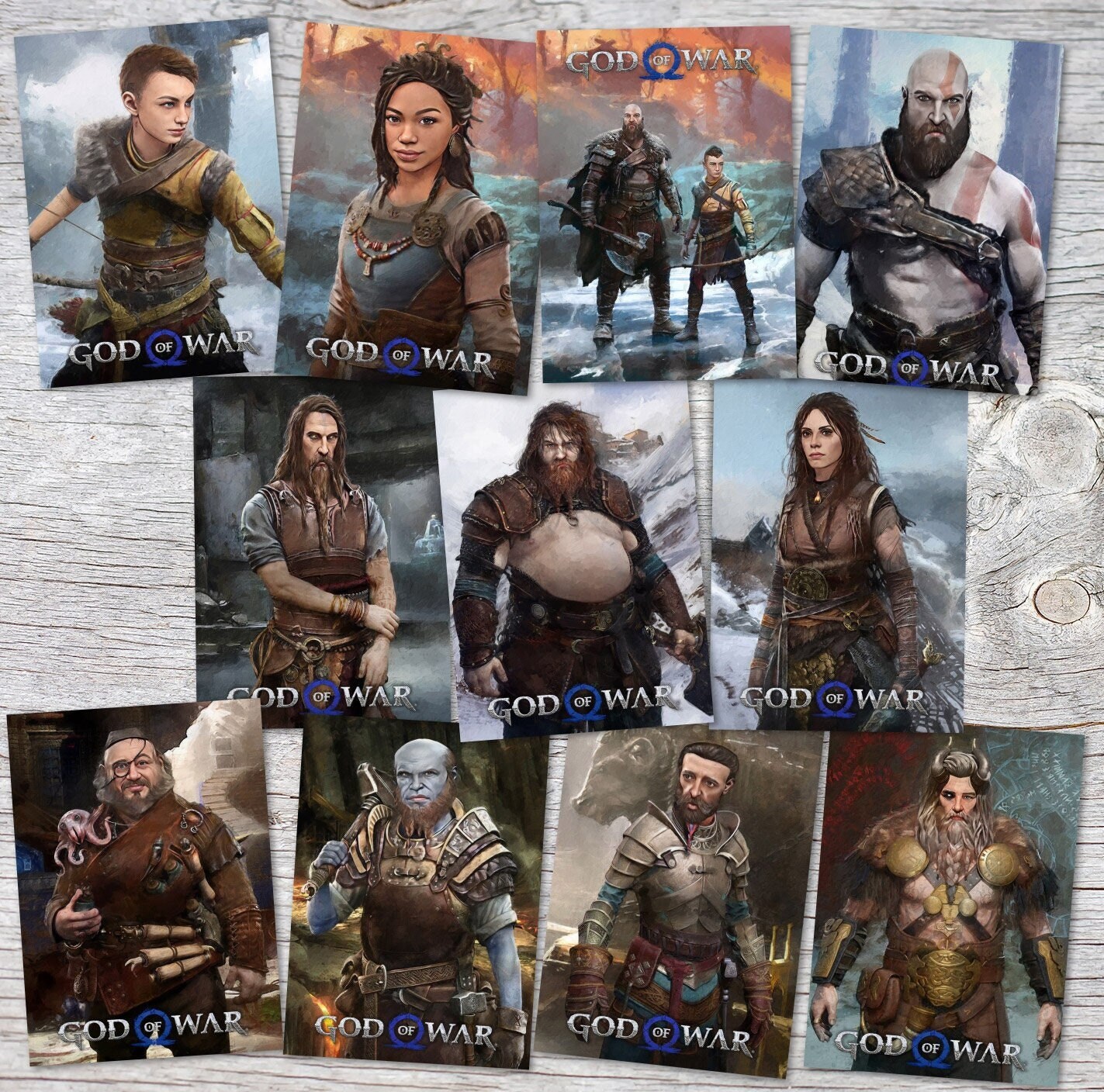 Postcard A6 Set 11 Cards God of War I Digital Painting I Gow 