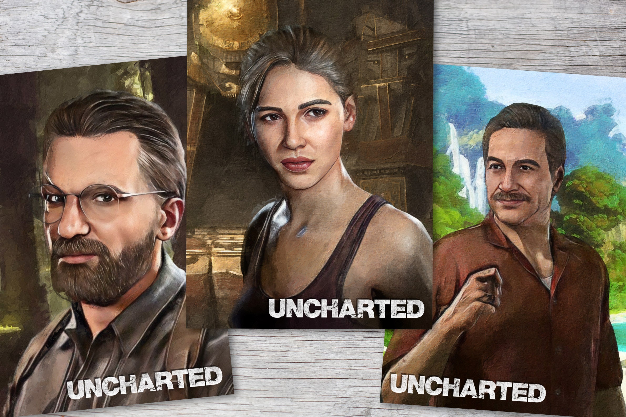 Postcards A6 Set 11 Cards Uncharted Nathan Drake Sully 