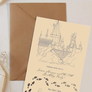 Szablon zaproszenia urodzinowego Harry'ego Pottera, szablon Canva, mapa Huncwotów Harry Potter, przyjęcie urodzinowe dla dzieci, fan Harry'ego Pottera