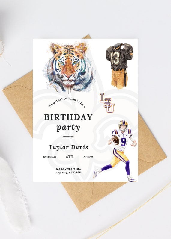 Lsu Birthday Party Invitations Feliz Cumpleaños – Socuxreceipts