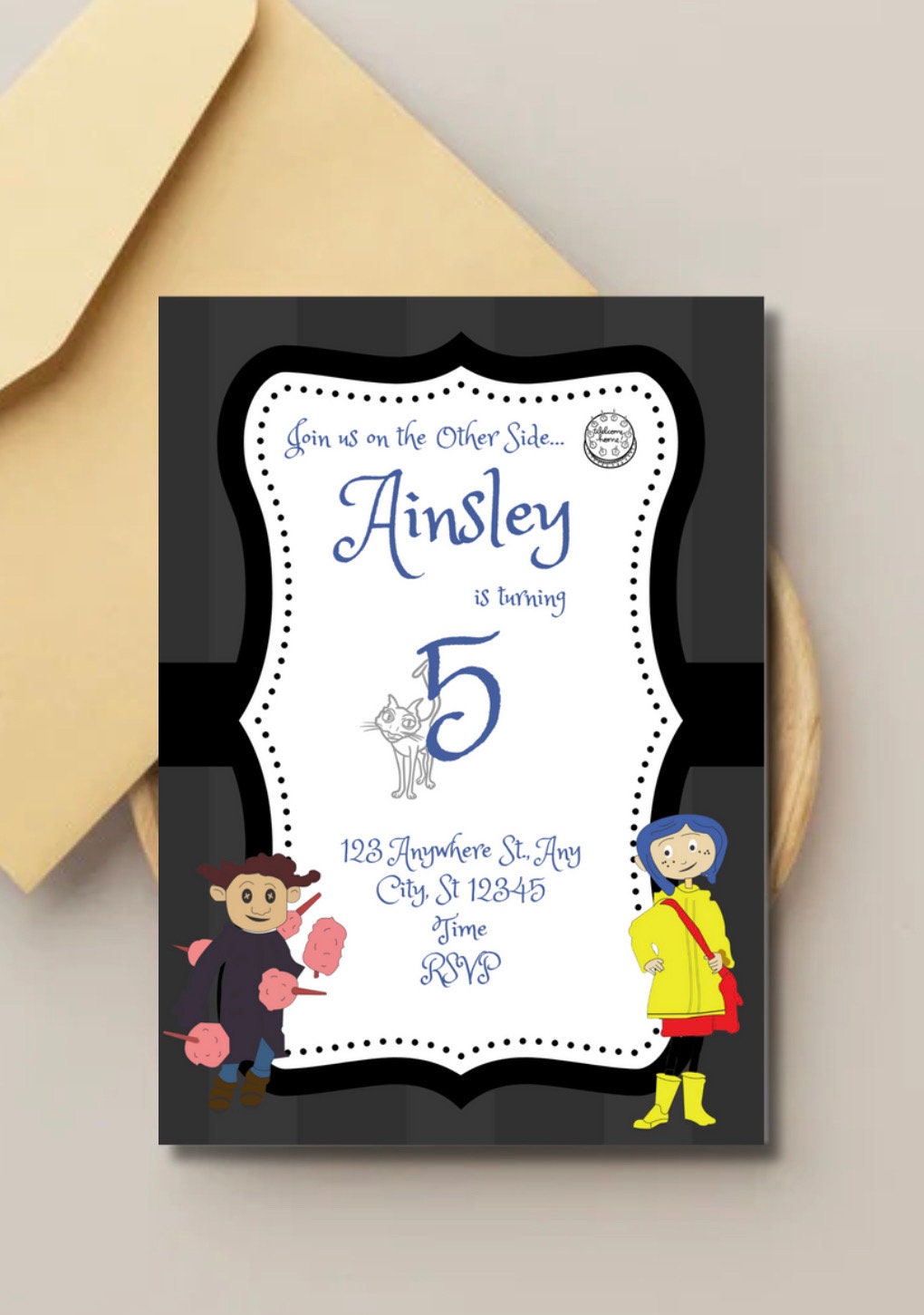 Coraline Birthday Party Invitation, Customizable Canva Template ...