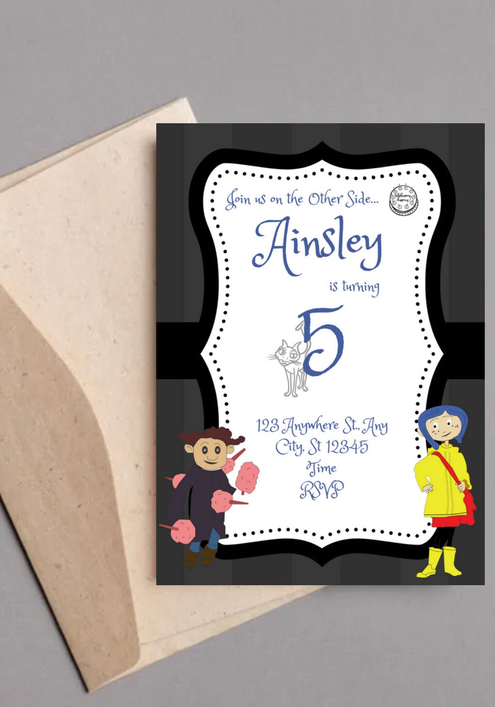Coraline Birthday Invitation, Canva Template Download, Coraline Party