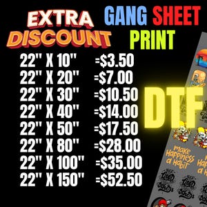 DTF Gang Sheet, Custom DTF Transfers, Wholesale Gang, Bulk DTF Sheets, Ready To Press, Direct to Film Transfer, Personalized Heat Print