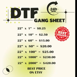DTF Gang Sheet, Custom DTF Transfers, Wholesale Gang, Bulk DTF Sheets, Ready To Press, Direct to Film Transfer, Personalized Heat Print