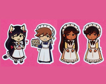 OMORI maid glossy stickers  || Mari Hero Bowen Daphne bread twins