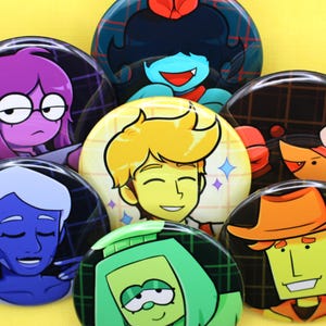 Deltarune 2" Buttons (CH. 5) || flowery seth aqua yellow blue green orange Bild 2