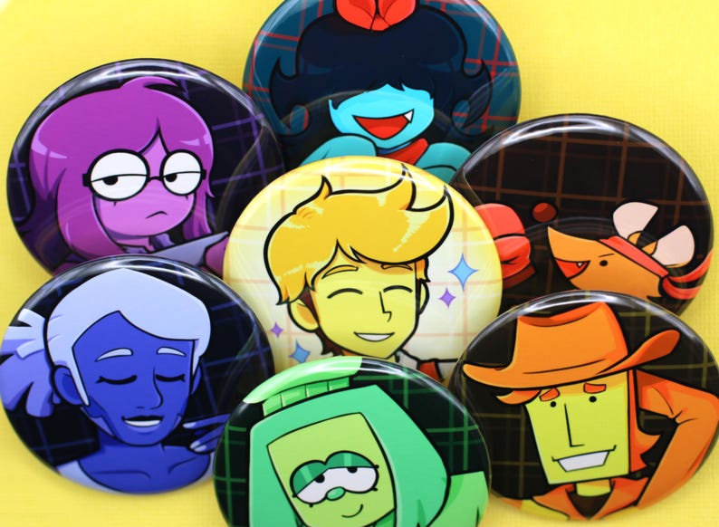 Deltarune 2" Buttons (CH. 5) || flowery seth aqua yellow blue green orange Bild 2