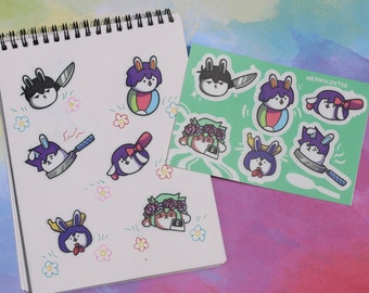 Omori  4x6 vinyl sticker sheets || Omori kel aubrey basil mari hero bunny bunnies