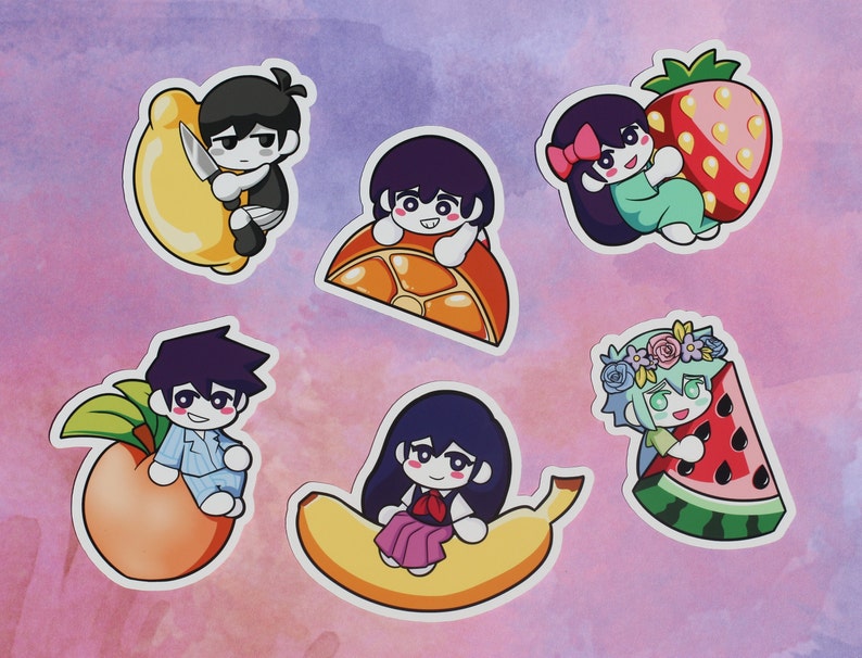 Omori glossy 3-4” Stickers  || Omori kel aubrey basil mari hero fruit 