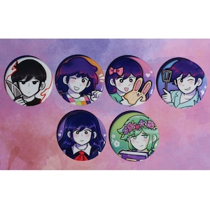 Omori 2" Buttons || Omori Aubrey Kel Mari Hero Sunny Basil Choose any 3