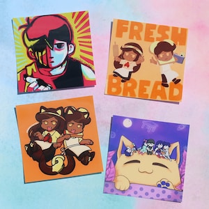 4x4 OMORI mini prints || omori mari hero aubrey kel unbread twins biscuit doughie