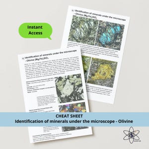 Identificación del mineral olivino: Hojas de trabajo interactivas (videos de microscopio descargables, hojas de trabajo en PDF)