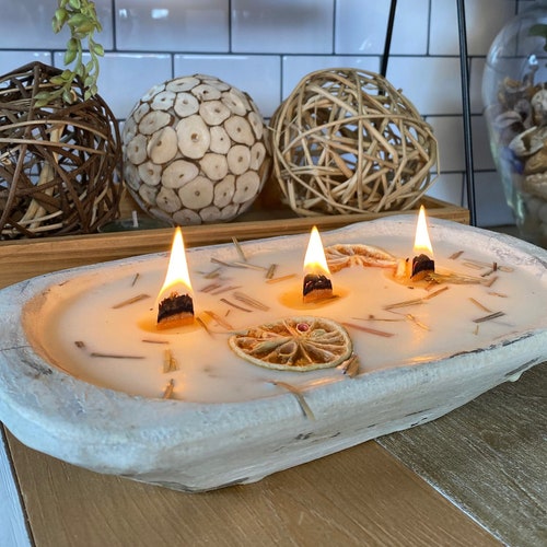 Natural 6 Wick Dough Bowl Candle Hand Poured Candle Soy Etsy