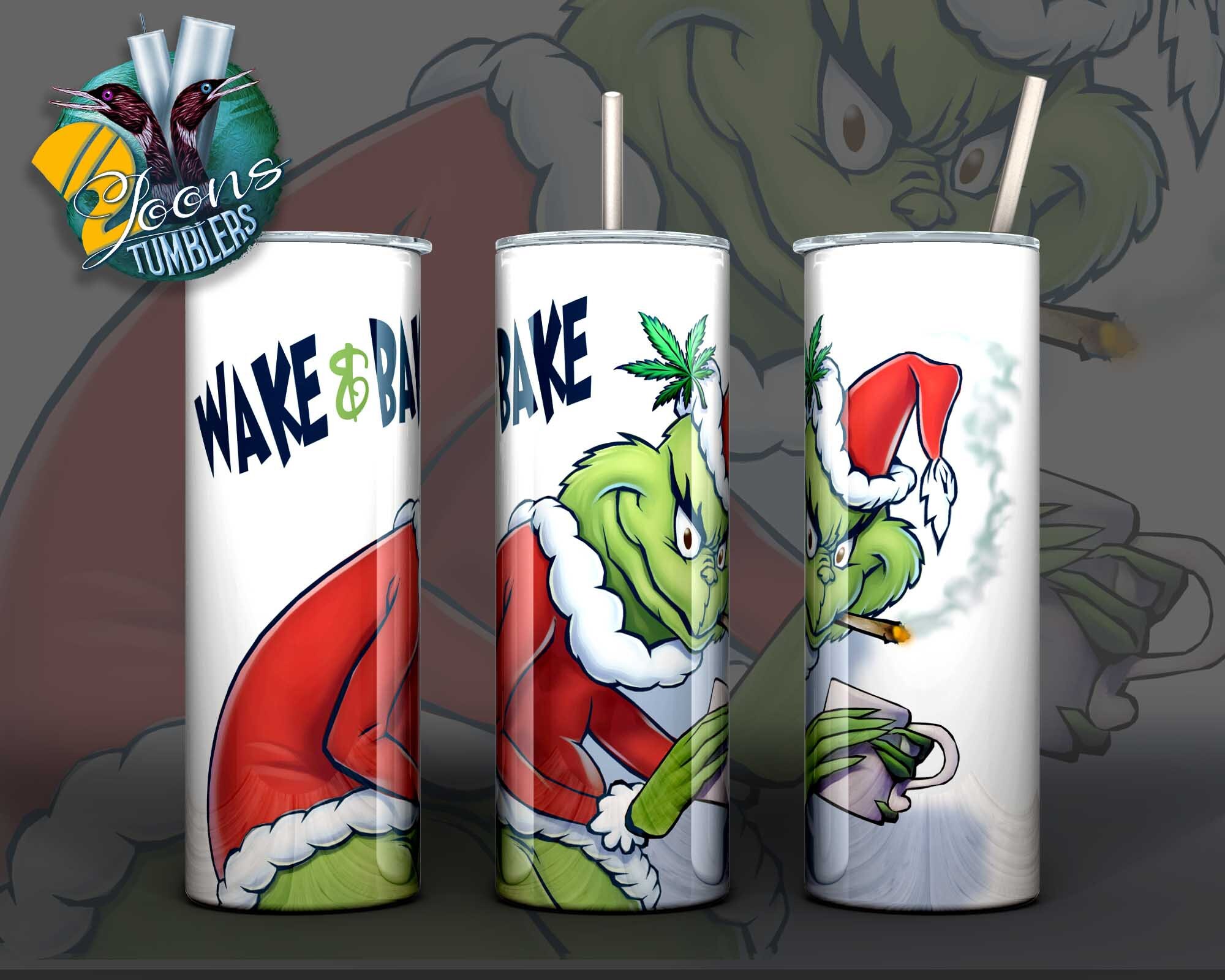 Wake and Bake 20oz Skinny Tumbler Wrap, Digital Download, PNG, SVG, JPG