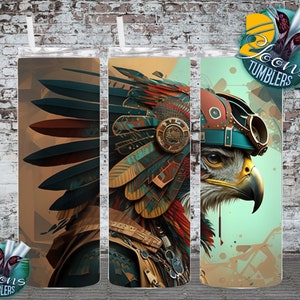 Eagle Hawk steam punk - 20oz Skinny Tumbler Wrap, Indigenous Art  Sublimation wrap
