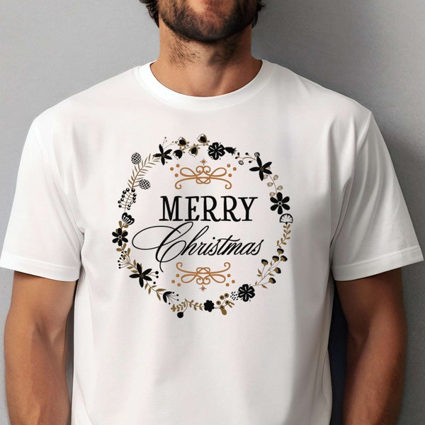T-Shirt für Weihnachten. Winter Weihnachtsdesign. "Frohe Weihnachten" Design." Geschenk T-Shirt für Winter Weihnachten.