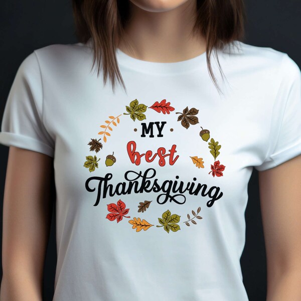 T-Shirt für Weihnachten, Thanksgiving. Winter Weihnachten Design. "My Best Thanksgiving" Design. Geschenk T-Shirt für Winter Weihnachten.