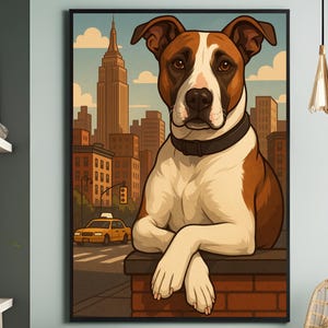 Custom NYC Pet Portrait – Personalized Dog Cat Art with Iconic New York City Background | Custom Dog Portrait | New York