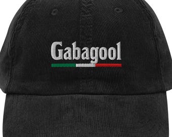 Sopranos Inspired GABAGOOL Italian Flag Embroidered Corduroy Hat | Inspired by The Sopranos | Italian Pride Dad Cap | Vintage Corduroy Cap