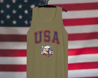 USA Bald Eagle Men’s Tank Top | Patriotic Sleeveless Muscle Shirt | 4th of July Gym Tank | Memorial Day Shirt