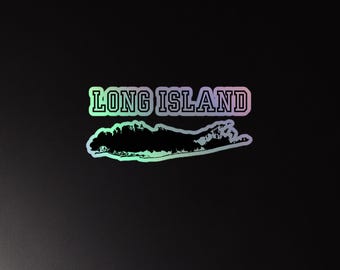 Holographic Long Island Map Sticker: New York Vinyl Decal
