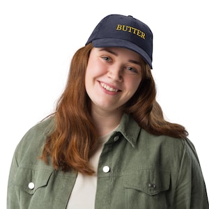 Butter Embroidered Corduroy Hat - Vintage Dad Hat - Retro Streetwear Cap - Adjustable Low Profile Baseball Cap